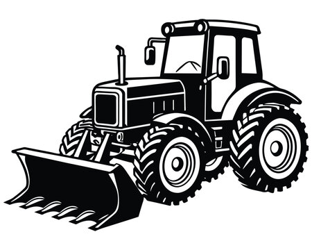 Drawing of the agricultural tractor vector illustration