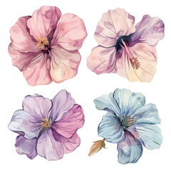Naklejka premium set of watercolor flowers