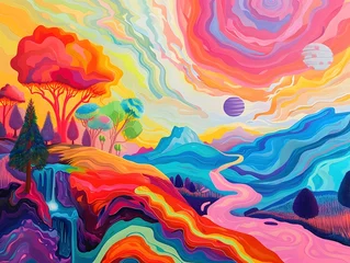 Fotobehang Psychedelic colours landscape © Valentin