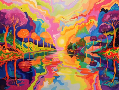 Psychedelic colours landscape