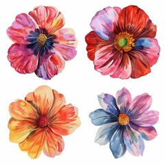 set of watercolor flowers