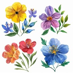 Fototapeta premium set of watercolor flowers