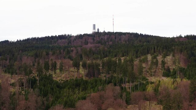 the grosser feldberg mountain station and forests hills of the taunus in germany 4k 25fps