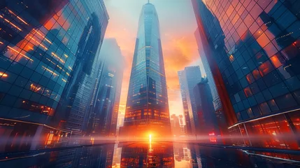 Foto op Plexiglas Urban Cityscape With Skyscrapers in Background © ArtCookStudio