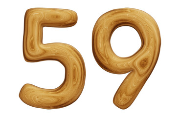 Wooden number 59 for math, education and business concept