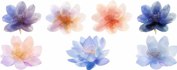 set of watercolor flowers