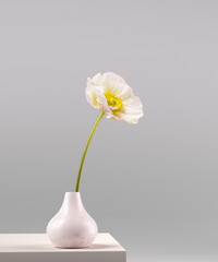 Flower composition in vase on table, 3d rendering - 783339282