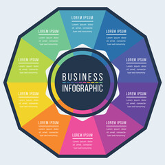 Infographic business design 10 Steps, objects, elements or options infographic template for business information