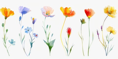 Fototapeta premium set of watercolor flowers