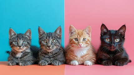 Group of Kittens Sitting Together