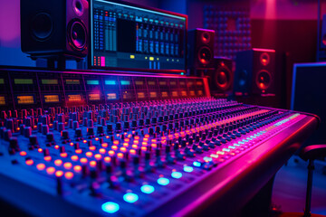 audio mixing console in bright colors (3)