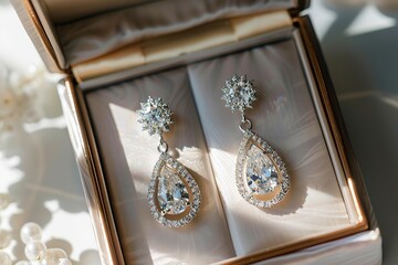 Pair of drop earrings in box