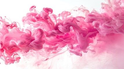 pink ink floating on white background