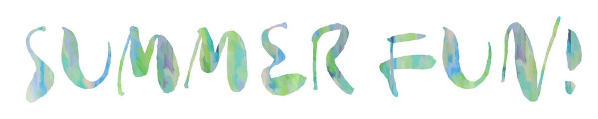 SUMMER FUN! - The word SUMMER FUN! with a digital Pastel colored painting in the letters SUMMER FUN! - Transparent PNG Text