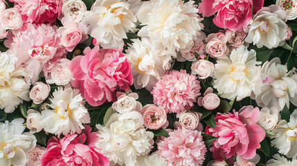 Background with beautiful pink and white peony flower