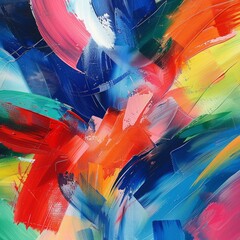 Abstract Painting Featuring Multicolored Brush Strokes