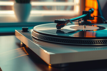 modern stylized turntable playing a vinyl record