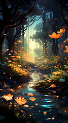 Dream forest, fairy tale in autumn - obrazy, fototapety, plakaty