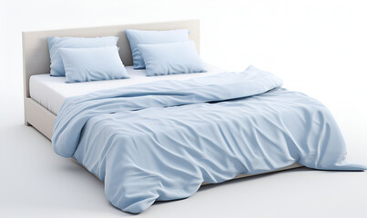 Fototapeta na wymiar Photorealistic Nordic Style White Bed Interior