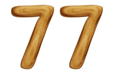 Wooden number 77 for math, education and business concept