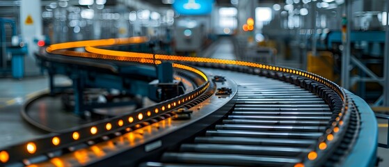 Precision Power: Conveyor Elegance in Industrial Rhythm. Concept Industrial Efficiency, Conveyor Systems, Precision Technology, Manufacturing Innovation, Mechanical Engineering - obrazy, fototapety, plakaty