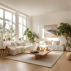 Spacious Living Room with Minimalist White Decor