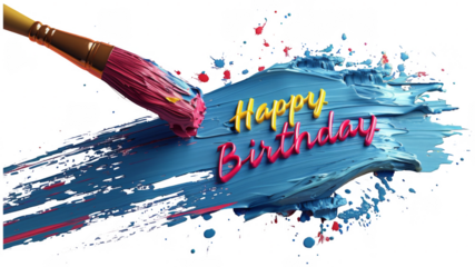 a brush with a happy birthday message on it. Transparent Background PNG