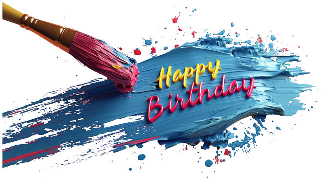 a brush with a happy birthday message on it. Transparent Background PNG