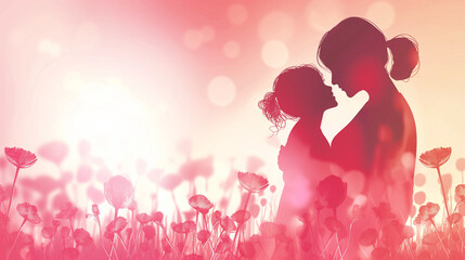 Embrace of Love: Mother and Child Silhouette