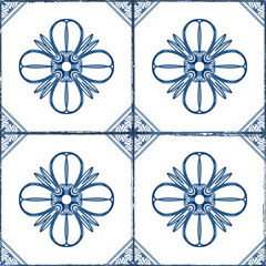 Portuguese traditional tile or Spanish majolica.Monochromatic collection of blue and white colors.Ceramic pattern and Mediterranean floors.Mexican Talavera.For kitchen textiles,printed matter.