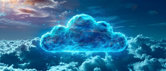 Fototapeta na wymiar Digital Cloudscape: The Essence of Modern Data Storage. Concept Cloud Computing, Data Security, Data Management, Tech Innovation, Cloud Infrastructure