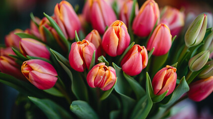 Obraz na płótnie Canvas Bunch of tulip flowers as present