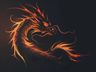 A dragon with orange flames on it's head. A magical creature made of fire.