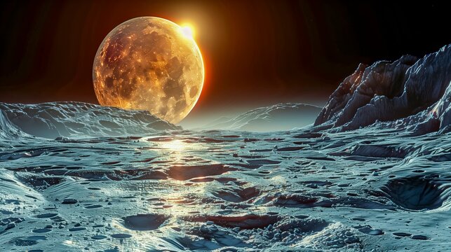 Lunar Terrain with Rising Earth