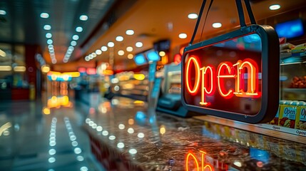Welcoming Glow: Neon Open Sign at Dusk