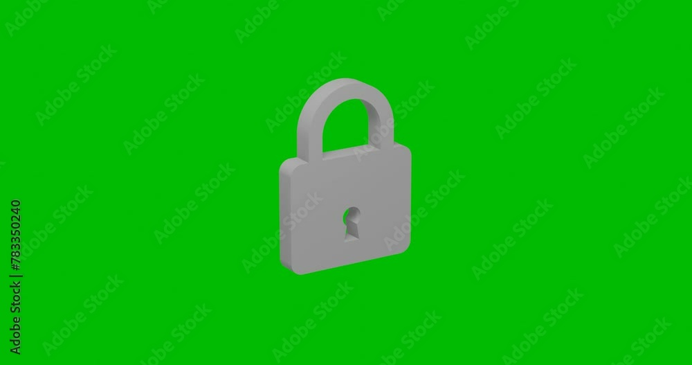 Poster animation of rotation of a white padlock symbol with shadow. simple and complex rotation. seamless l