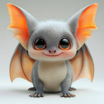 A cute and happy baby bat 3d illustration