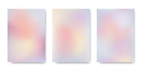 Multicolor pastel soft blend backgrounds set. Abstract gradient mesh collection. Blur liquid effect. Template for cover, poster, wallpaper, flyer, social media, web design