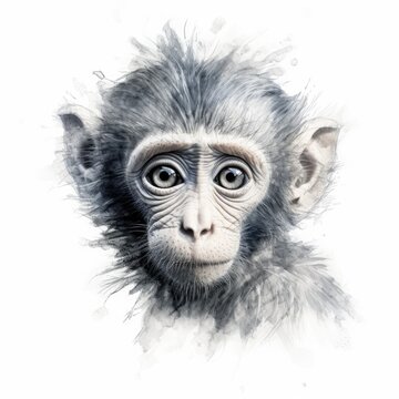  monkey. Drawing of an animal on a white background