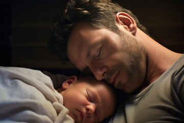 The beauty of family life: a close-up glimpse of a father's love for his little one.