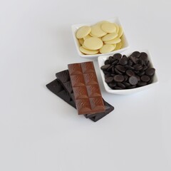 Handmade Chocolate Bars on White Background