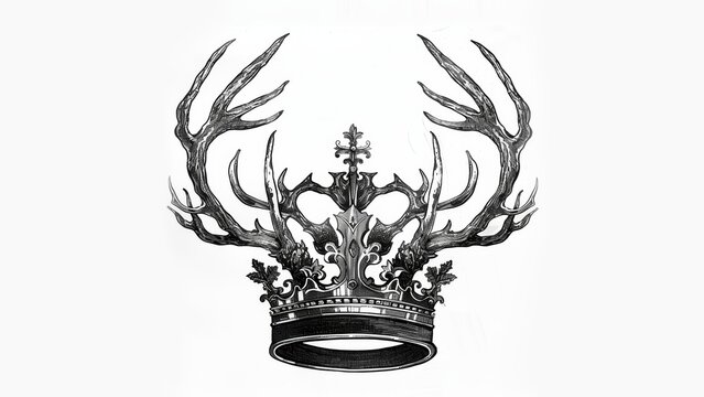 outline of a crown with stag antlers on top