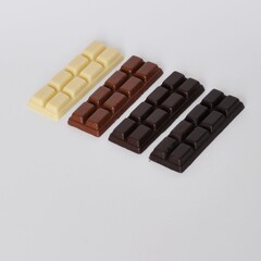Handmade Chocolate Bars on White Background