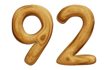 Wooden number 92 for math, education and business concept - obrazy, fototapety, plakaty