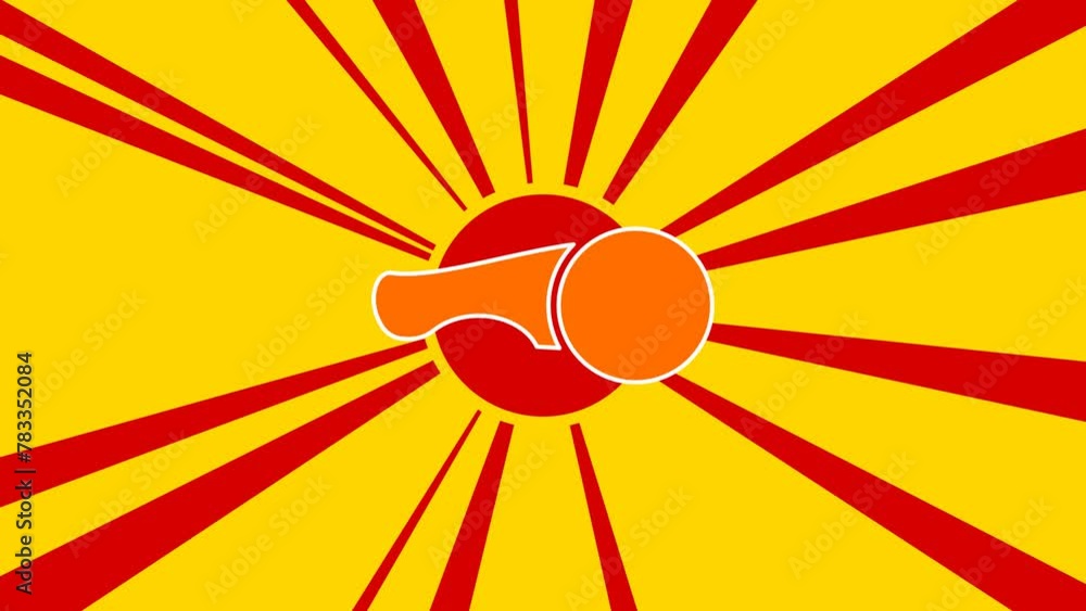 Poster angle grinder symbol on the background of animation from moving rays of the sun. large orange symbol