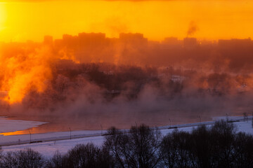 Winter sunrise in Moscow