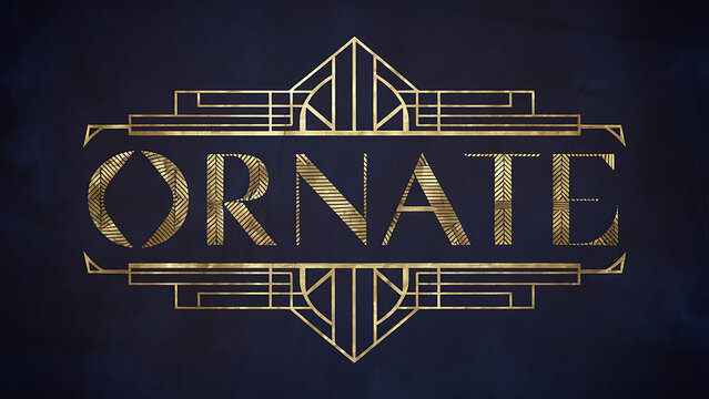 Elegant Art Deco Text Image - ORNATE - luxurious gold font, air of elegance and sophistication