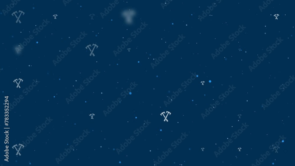 Poster template animation of evenly spaced crossed axes symbols of different sizes and opacity. animation o