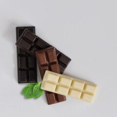 Handmade Chocolate Bars on White Background