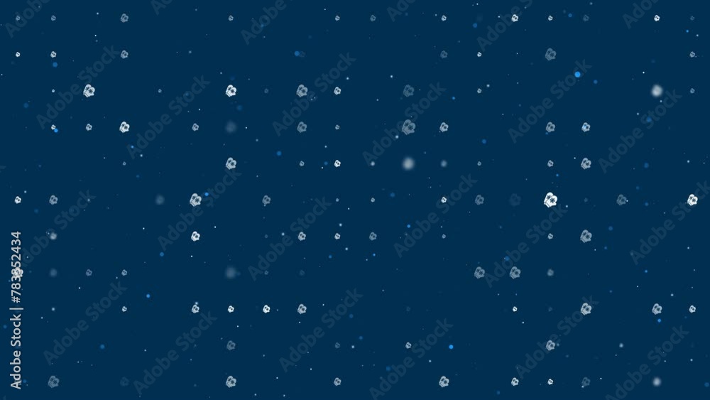 Poster template animation of evenly spaced mittens symbols of different sizes and opacity. animation of tra